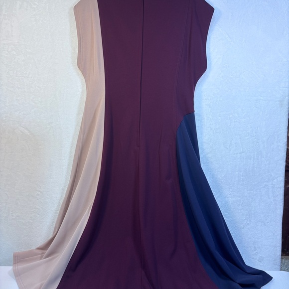 Donna Karan New York Women's Cap-Sleeve Colorblocked Sheath Midi Dress Size 14 - Picture 6 of 13